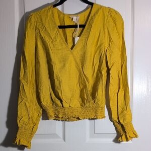 Hem & Thread Mustard Wrap Blouse